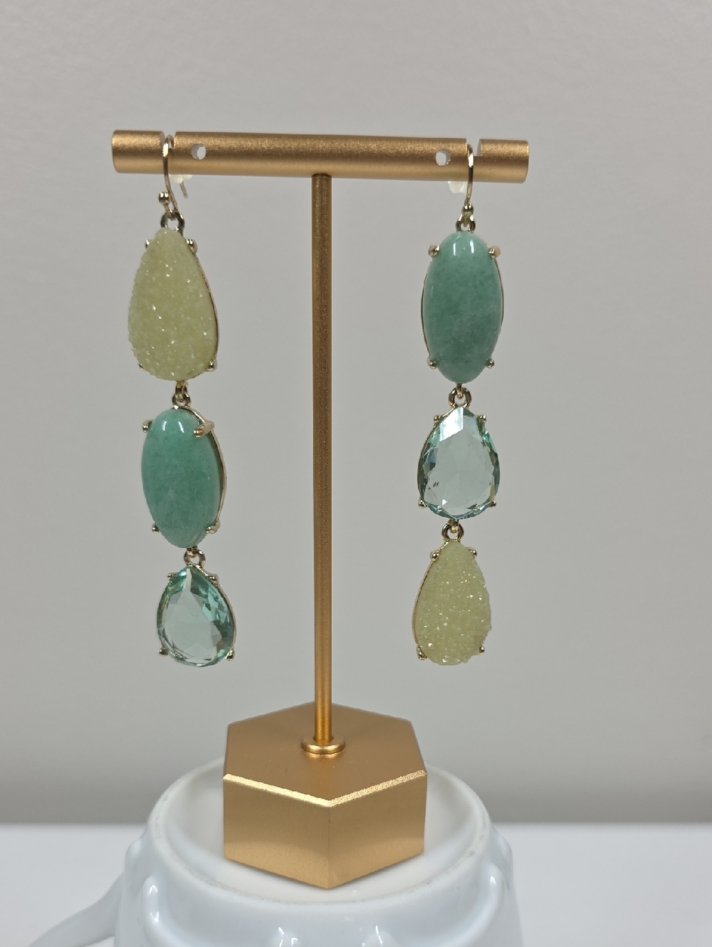 Mint Green & Pastel Green Dangle Earrings - Women Jewelry